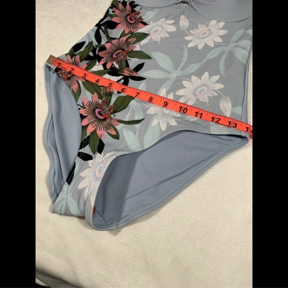 NEW Ted Baker Belella Illusion Halter‎ Floral Swimsuit in Light Blue [SZ 1 ] - Picture 4 of 8
